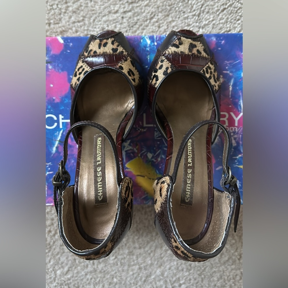 leopard print strappy heels